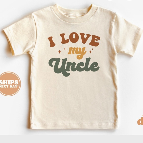 NWOT NATURAL COLOR 12 MONTH BABY I LOVE MY UNCLE T SHIRT - Picture 1 of 5